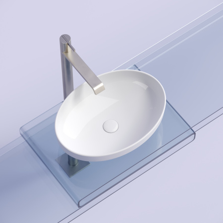 Раковина из сантехнического фарфора Ceramica Nova ELEMENT CN6056 50х36 накладная цвет белый без отверстий под смеситель