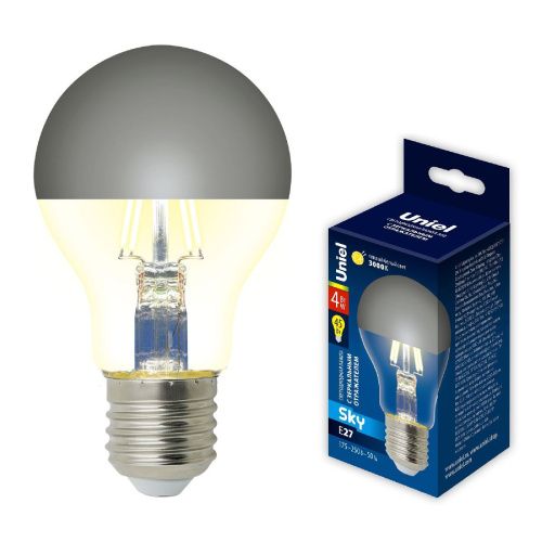Лампа светодиодная Uniel Sky (Скы) LED-A60-4W/3000K/E27/CL MIRROR/CHROME PLS02WH - фото 3