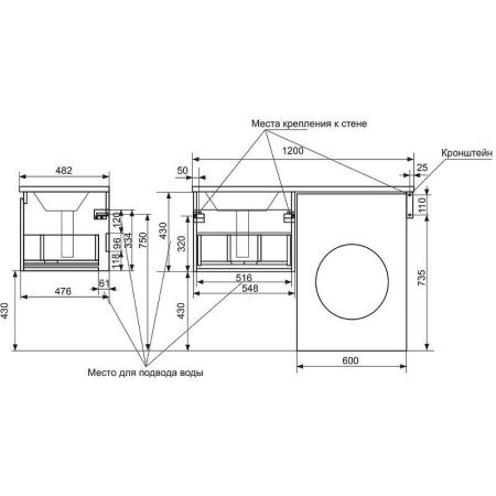 Тумба с раковиной Эстет Dallas Luxe 120 ФР-00001926 120х50 подвесная цвет белый