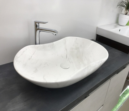 Раковина из санфаянса CeramaLux 503H012 66х42 накладная цвет белый