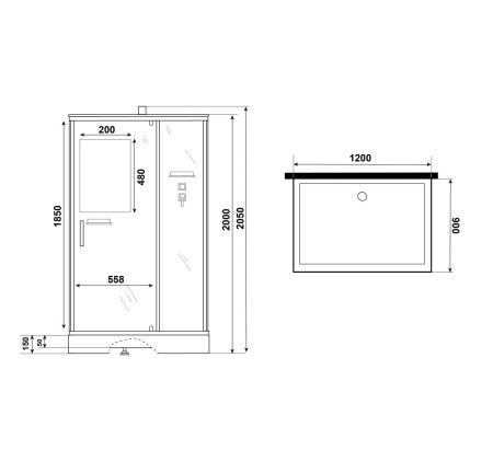 Душевая кабина Niagara Standart ST120/90/15Q/BK 120х90 прямоугольная без крыши ориентация универсальная