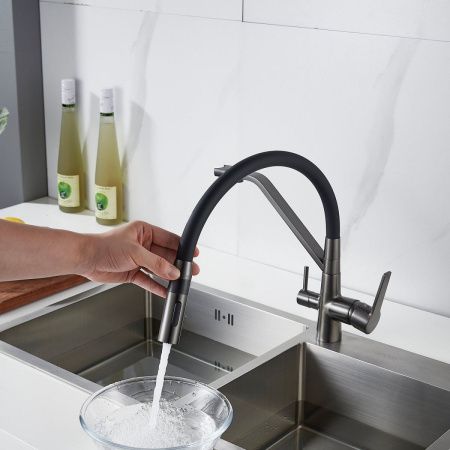 Смеситель для кухни Shevanik S278T на мойку оружейная сталь