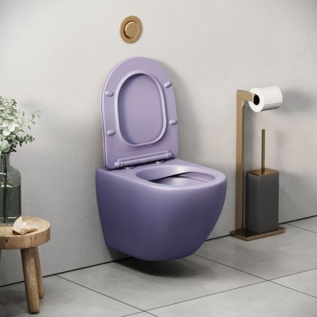 Унитаз подвесной Grossman Color GR-4455LIMS фиолетовый с сиденьем безободковый каскадный смыв
