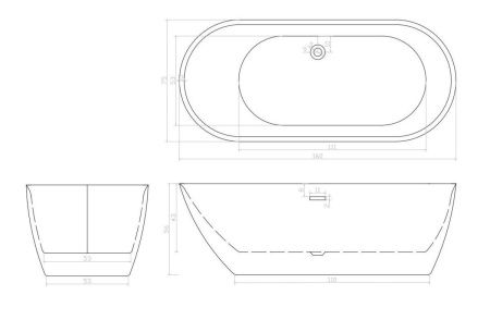Ванна акриловая Cerutti SPA CT9901 160х75 отдельностоящая овальная с ножками