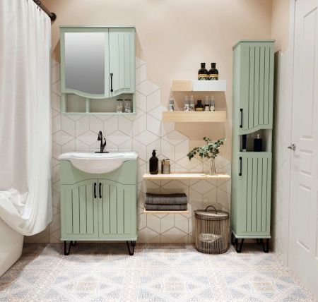 Шкаф-пенал RUNO Марсель 00-00001221 30х28х179 напольный цвет зеленый