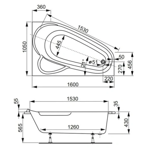 Ванна акриловая Vagnerplast Selena VPBA163SEL3PX-04 160x105 пристенная асимметричная - фото 3