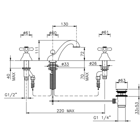 Смеситель Nicolazzi Nuova Brenta 2508BZ на раковину бронза