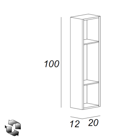 Полка Cezares 53143 20х100 подвесная цвет белый