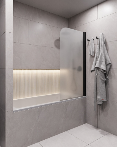 Шторка для ванны Timo T31 80х140 стекло матовое профиль черный ориентация универсальная - фото 2