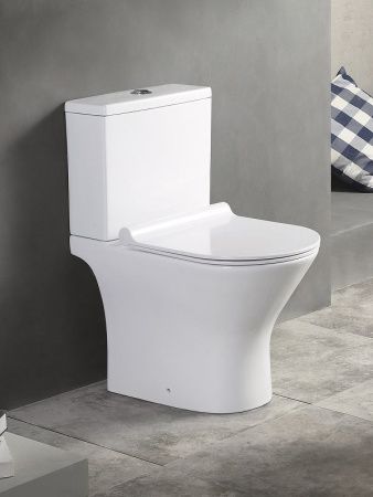 Унитаз напольный с бачком Agger AT07000 белый с сиденьем микролифт безободковый каскадный смыв