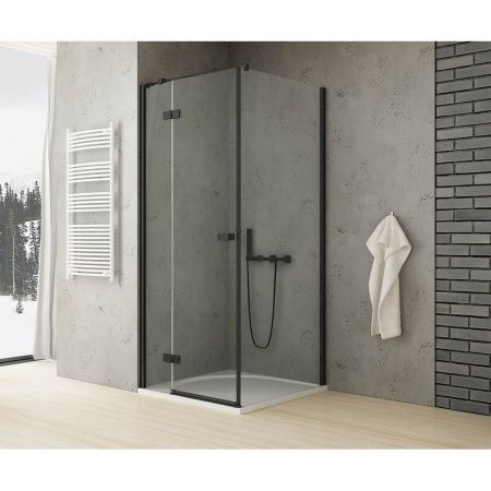 Душевой уголок New Trendy REFLEXA Black EXK-4918 100х80 стекло прозрачное профиль черный без поддона
