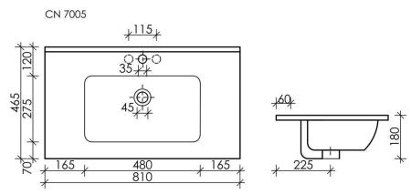 Раковина из сантехнического фарфора Ceramica Nova ELEMENT CN7005MB 80х50 накладная цвет черный