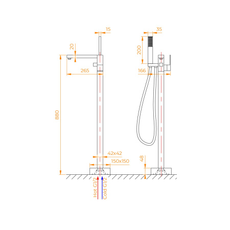 Смеситель RGW Shower Panels (Шоувер панелс) 511405350-01 напольный хром