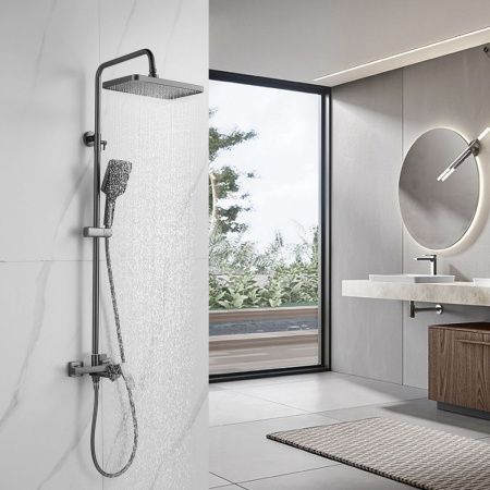 Душевая стойка Shevanik S4436T настенная цвет оружейная сталь