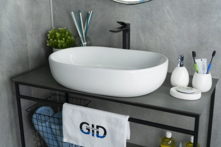 Раковина керамическая Gid Lago 51112 60х40 накладная цвет белый без отверстий под смеситель