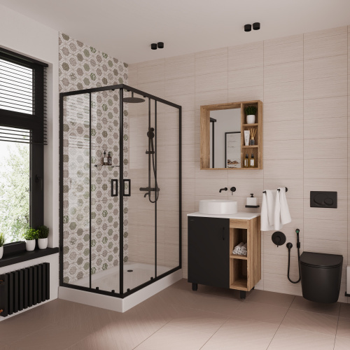 Душевой уголок Niagara Nova 68100811BLACK 120х80 стекло прозрачное профиль черный - фото 2