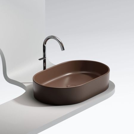 Раковина из сантехнического фарфора Ceramica Nova ELEMENT CN6048MDB 60х40 накладная цвет коричневый без отверстий под смеситель
