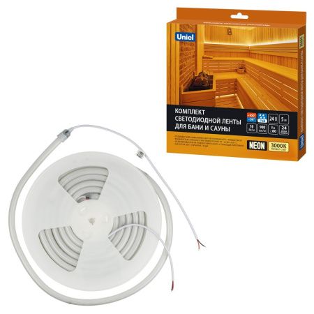 Гибкий неон Uniel ULS-N40-2835-120LED/m-16mm-IP68-DC24V-10W/m-5M-3000K NEON SET01