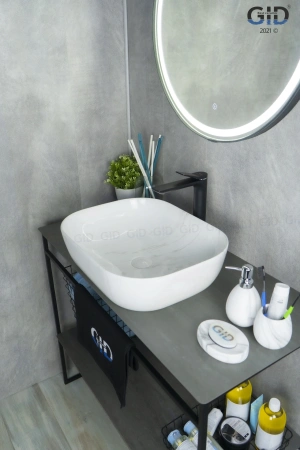 Раковина керамическая Gid Geométrico 53322 50х40 накладная цвет многоцветный без отверстий под смеситель