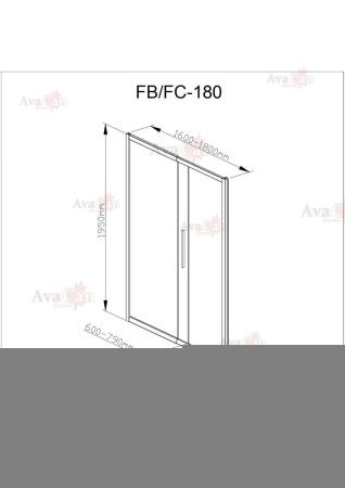 Душевая дверь AvaCan FC160MT 180х195 стекло матовое профиль хром