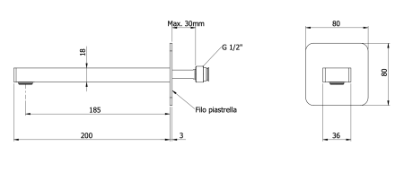Излив Remer Slash & Dot 91SL настенный хром