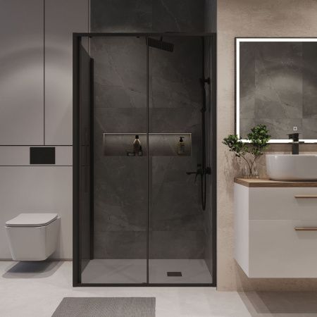 Душевой уголок Niagara Nova NG-85-13TB-TB90-34 130х90 стекло тонированное профиль черный без поддона