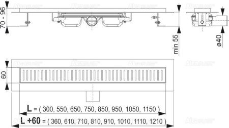 Душевой лоток Alcadrain APZ101 Low APZ101-650 65х5 серый