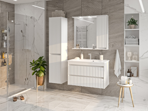 Зеркало-шкаф Brevita Balaton BAL-04090-01-П 88х14х80 подвесной цвет белый - фото 5