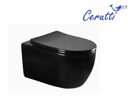 Унитаз подвесной Cerutti SPA CT9239 черный с сиденьем микролифт безободковый каскадный смыв
