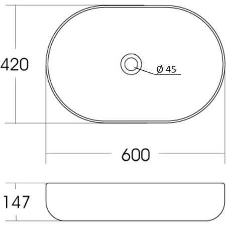 Раковина из сантехнического фарфора Orange B04-600W 60х40 накладная цвет белый