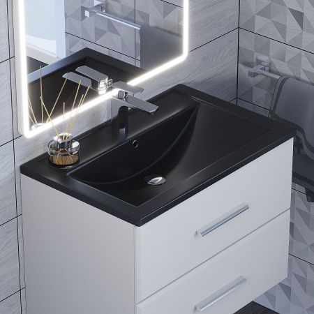 Раковина из искусственного камня Uperwood Foster Quartz 291030034 70х50 полувстраиваемая цвет черный