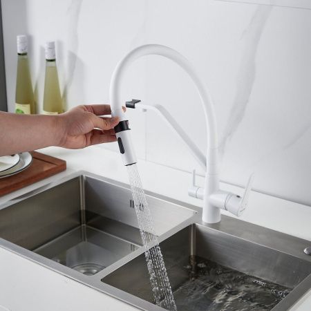 Смеситель для кухни Shevanik S278C на мойку белый