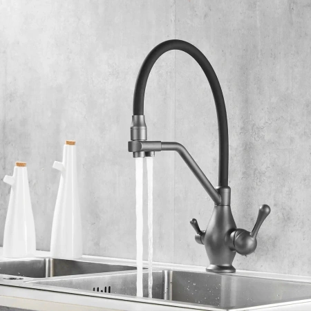 Смеситель для кухни Rose R858Y на мойку оружейная сталь