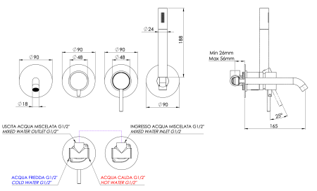 Смеситель для ванны Remer X Style X96S03ROXXG встраиваемый в стену хром без термостата