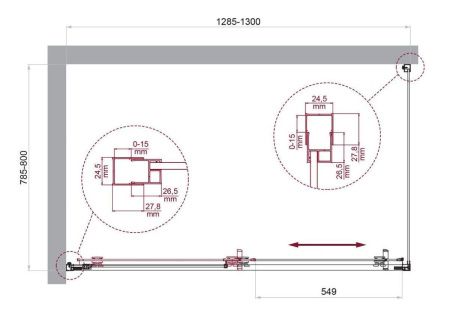 Душевой уголок BelBagno LUCE LUCE-AH-1-130/80-C-Cr 130х80 стекло прозрачное профиль хром без поддона