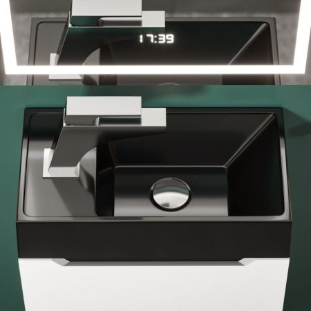 Раковина из искусственного камня Uperwood Classic New 2911021334 40х20 полувстраиваемая цвет черный