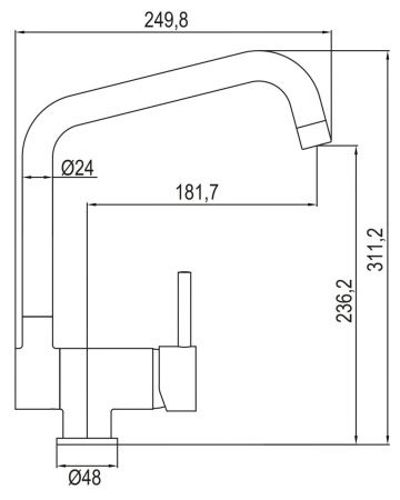 Смеситель для кухни AQG TILE 05TILE550CR на столешницу хром