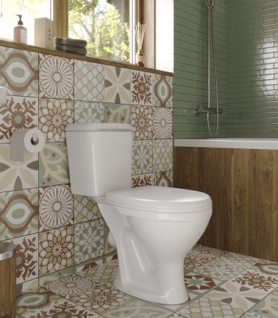 Унитаз-компакт напольный с бачком Santeri Pro 1P2155S0000BF белый с сиденьем каскадный смыв