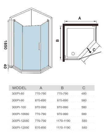 Душевой уголок WeltWasser WW300 10000001881 90х90 стекло прозрачное профиль хром без поддона