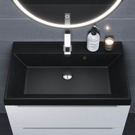 Раковина из искусственного камня Uperwood Classic Quartz 291030005 70х50 полувстраиваемая цвет черный