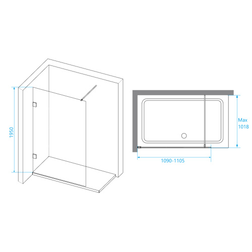 Душевая перегородка RGW Walk In 351030111-11 110х195 стекло прозрачное профиль хром глянцевый - фото 2