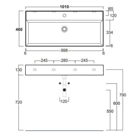 Раковина из сантехнического фаянса Simas Agile AG101 bi*1 100х50 подвесная цвет белый 1 отверстие под смеситель