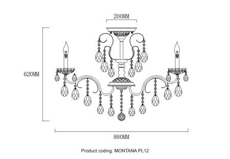Люстра на штанге Crystal Lux Montana (Монтана) MONTANA PL12