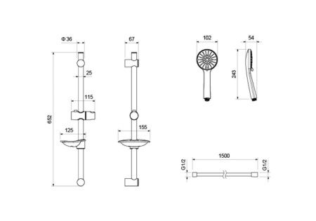 Душевой гарнитур Aquatek БЕТТА AQ2015CR настенный хром