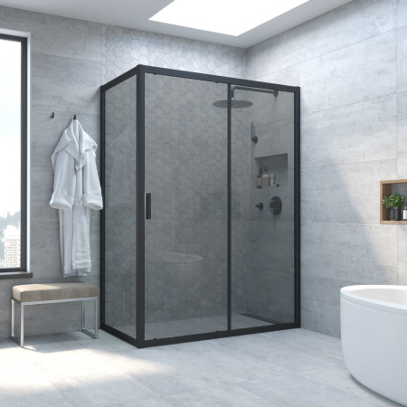 Душевой уголок Vegas-Glass ZP+ZPV TUR+NOVO ZP+ZPV NOVO h2000 120*70 02М 07 120х70 стекло тонированное профиль черный матовый без поддона