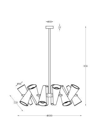 Люстра на штанге Maytoni Giro Modern MOD095PL-14BS