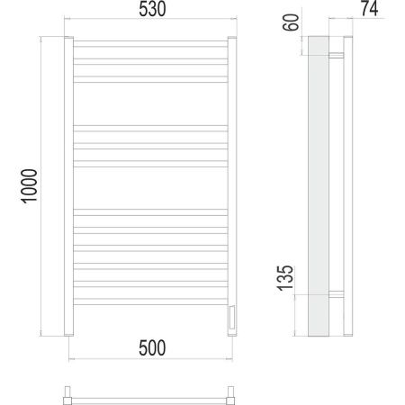 Полотенцесушитель электрический Terminus 4670078526205 55х100 хром
