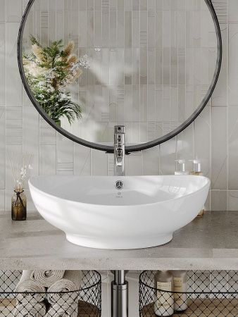 Раковина из сантехнического фарфора Orange B08-585w 60х40 накладная цвет белый