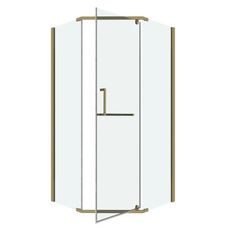 Душевой уголок Grossman Pragma 302.K33.03.1010.32.00 100х100 стекло прозрачное профиль золото без поддона