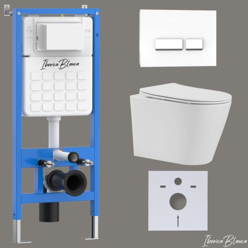 Комплект унитаз с инталляцией и клавишей смыва Iberica Blanca BURGOS ALTO IB001.BRA.234.2210 - фото 2